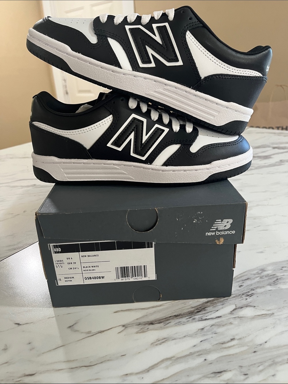 New Balance Kids Black and White Skate-Style Sneakers